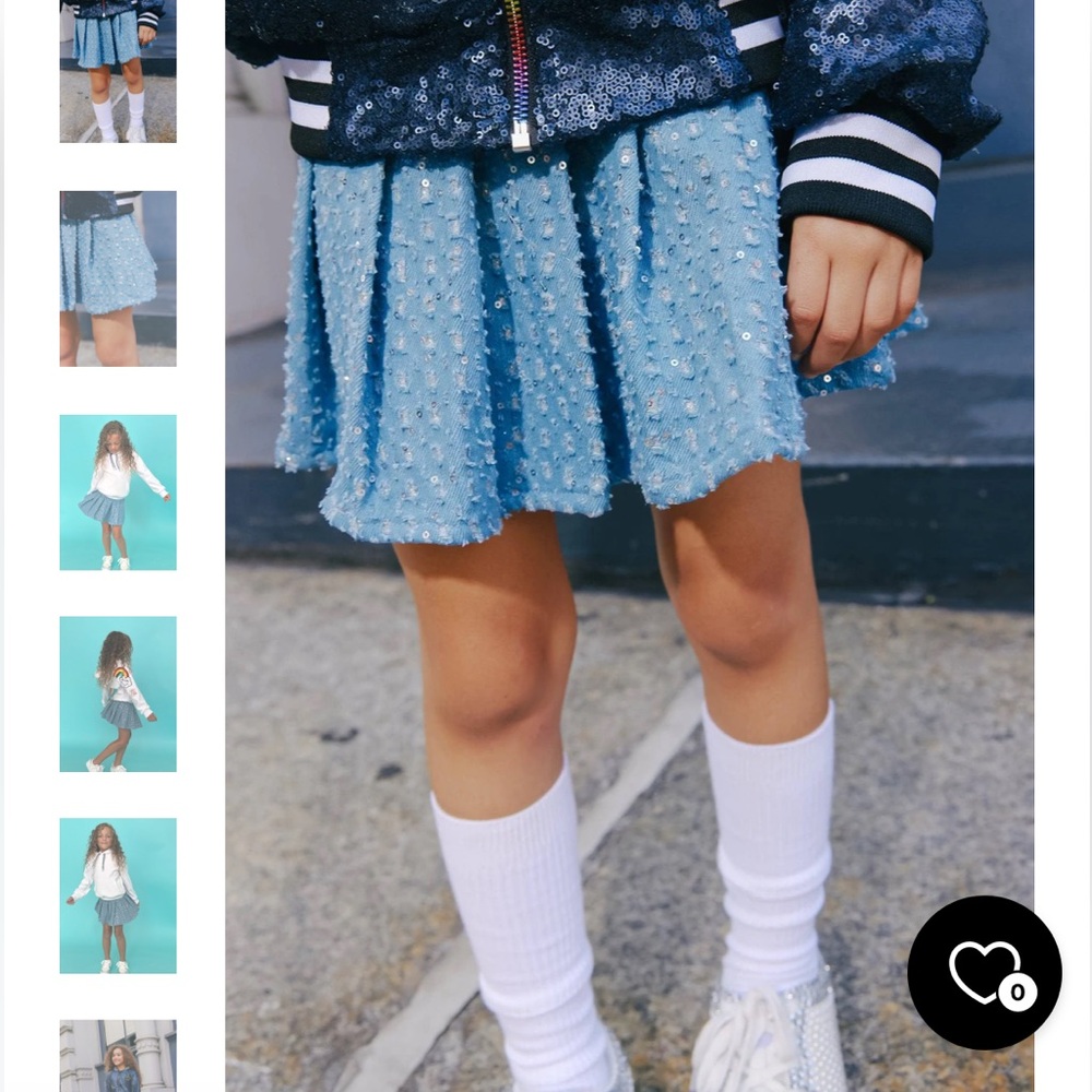 Lola and the Boys denim sparkle pleated skirt - size 8 - NWT 🌟
